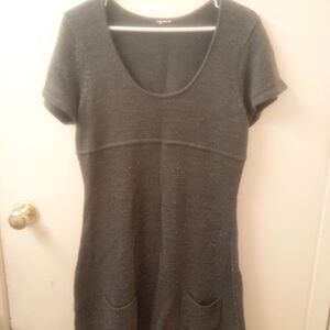 Dark Gray Knit Dress with Pockets
